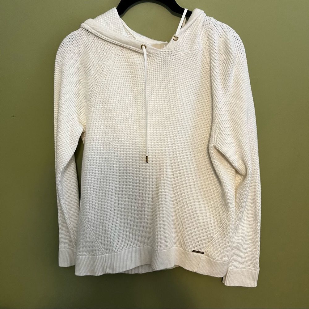 Michael Kors white waffle texture Knit Hoodie size medium